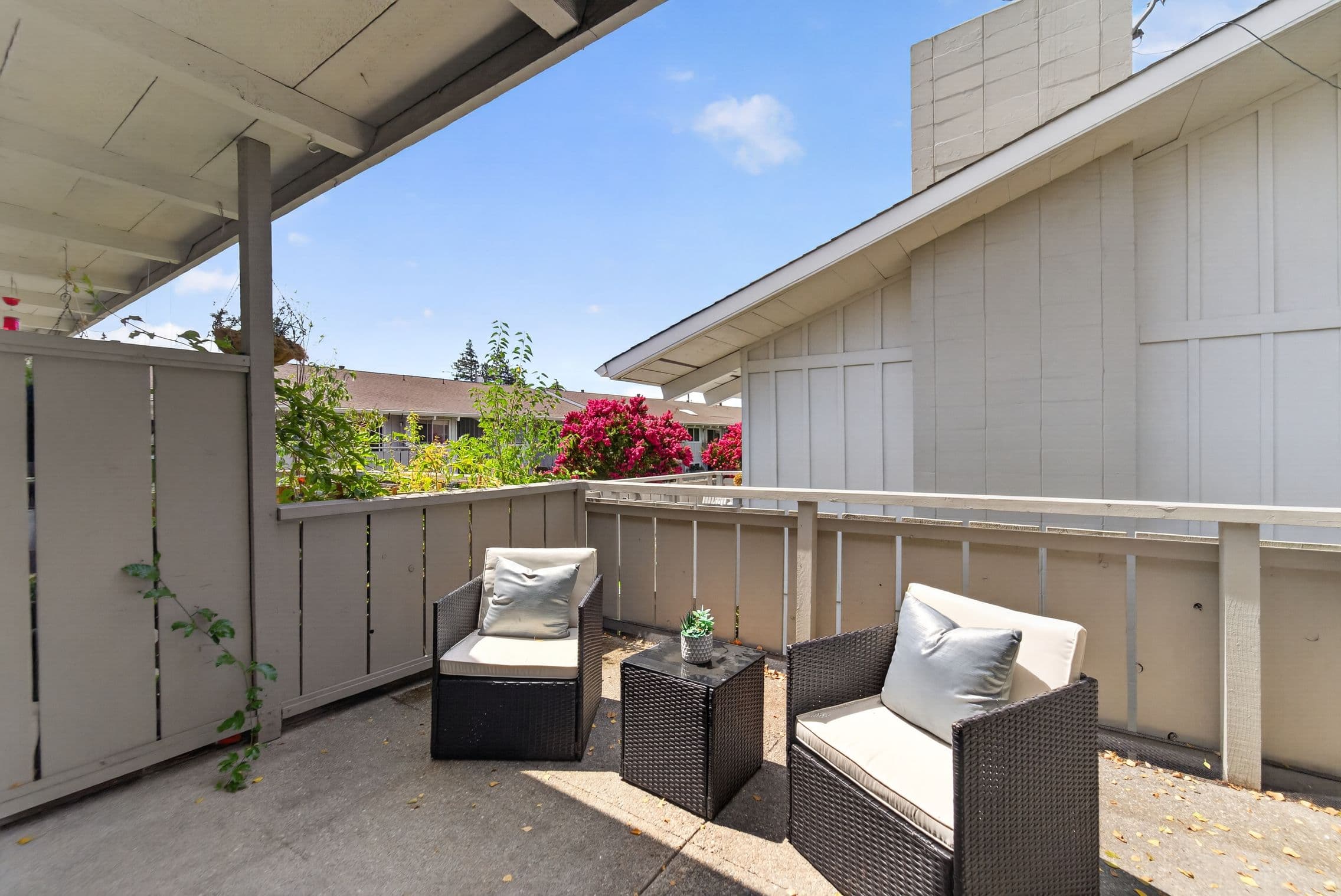 Private patio with outdoor greenery
